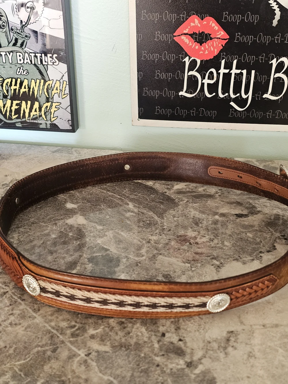 Vintage Brown Leather Western Belt Brown Leather Western Belt with Silver Buckle